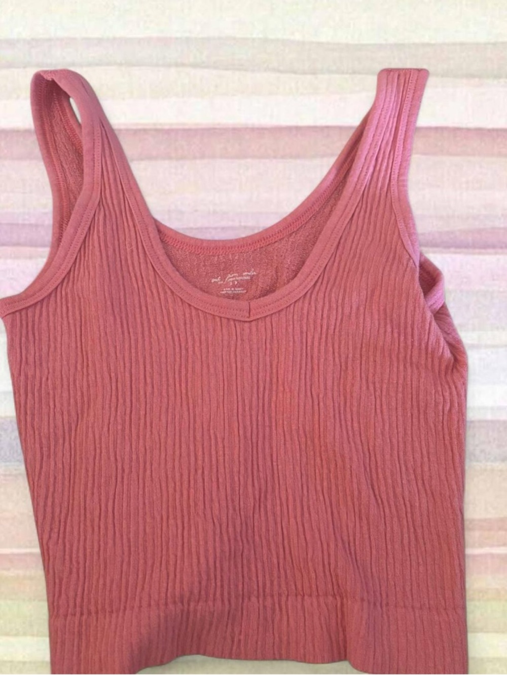 Ribbed Scoop Tank Top in Dusty Rose